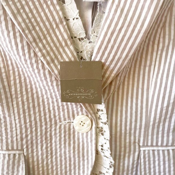 NWT Anthropologie Tabitha Seersucker Lace Jacket, Size 0 - Picture 4 of 6